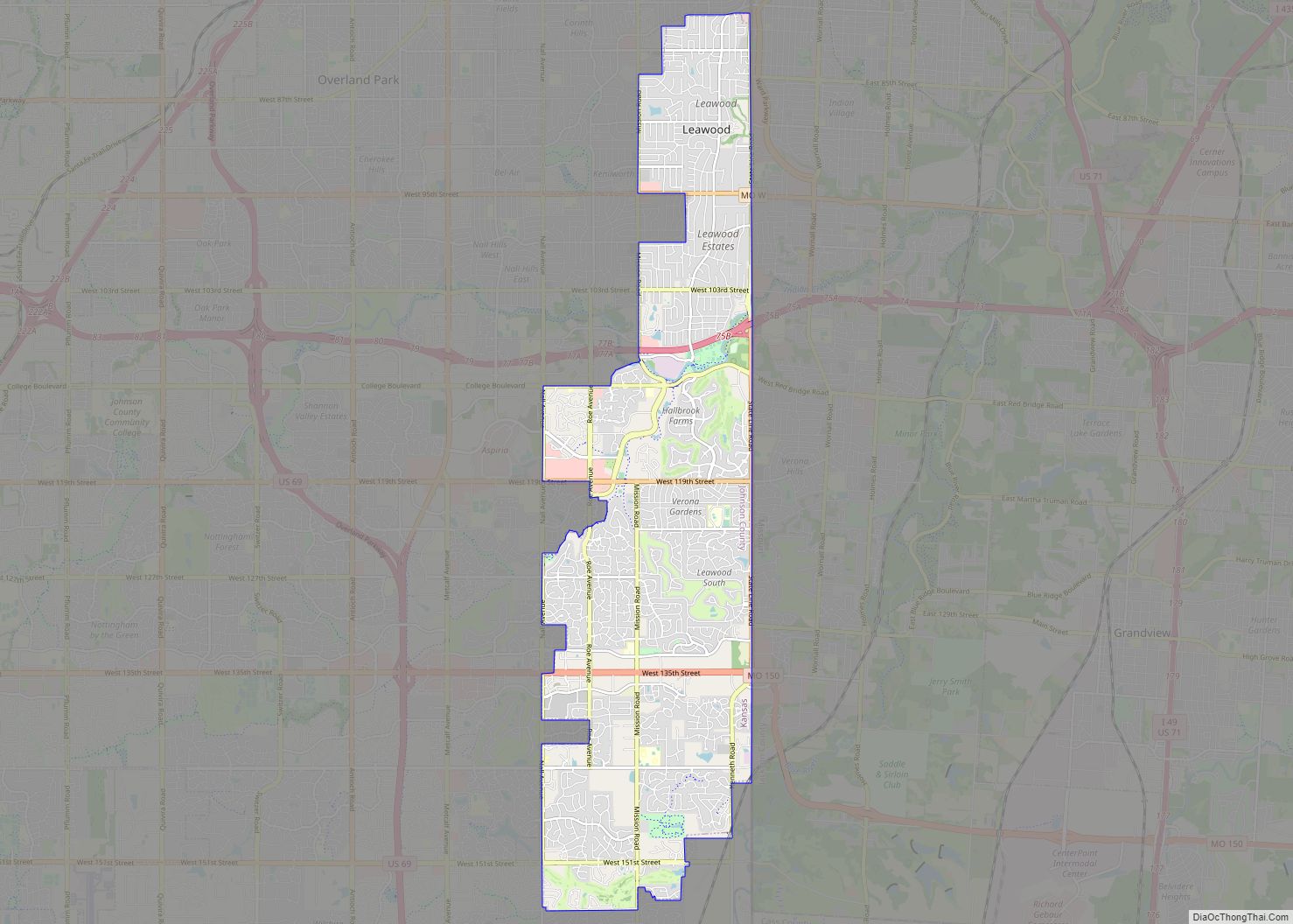 Map of Leawood city