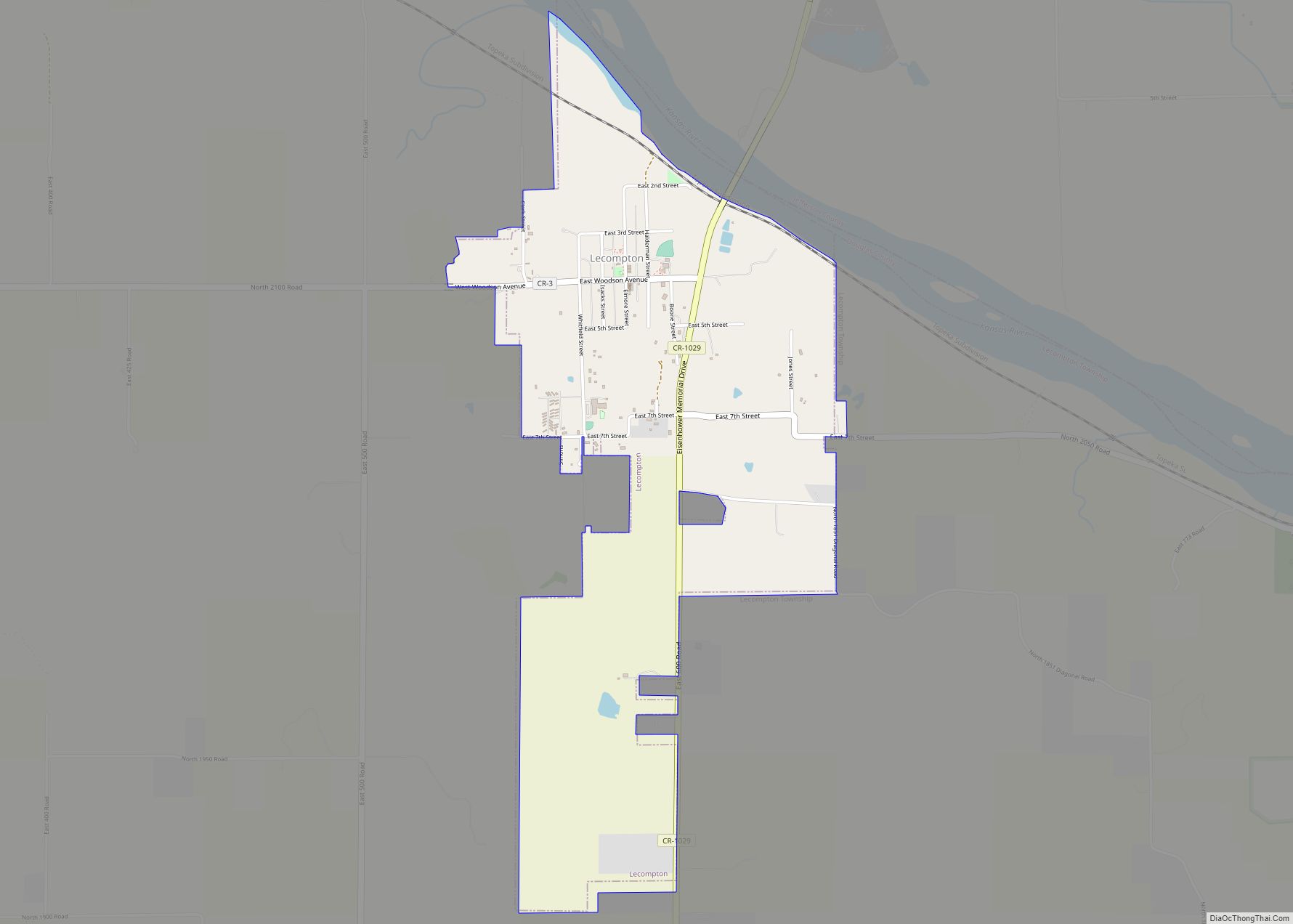 Map of Lecompton city