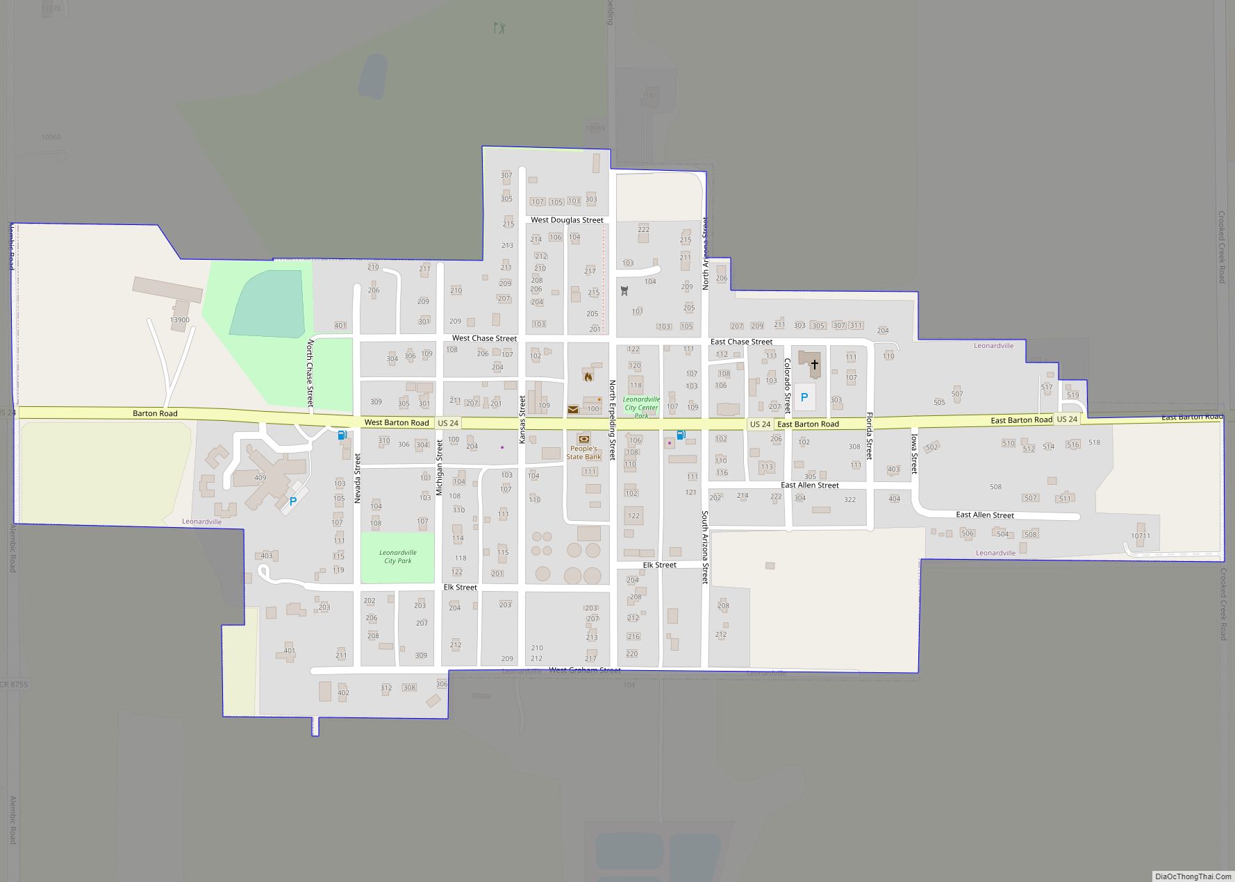 Map of Leonardville city