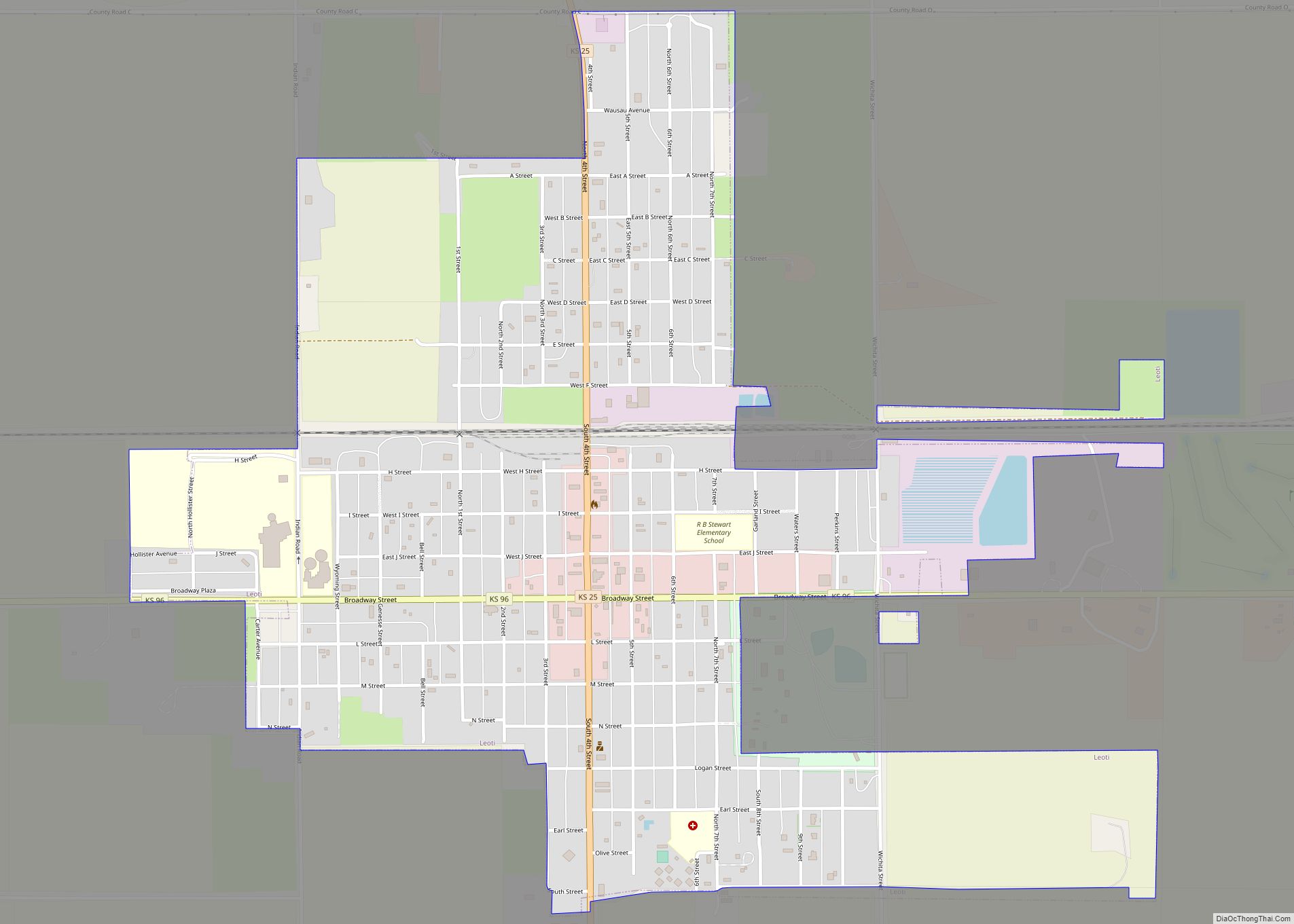 Map of Leoti city