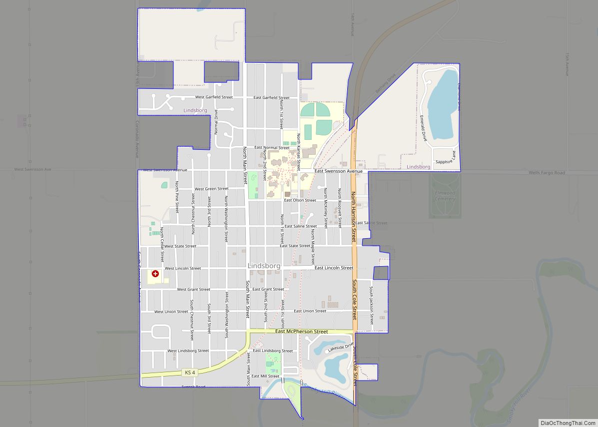 Map of Lindsborg city