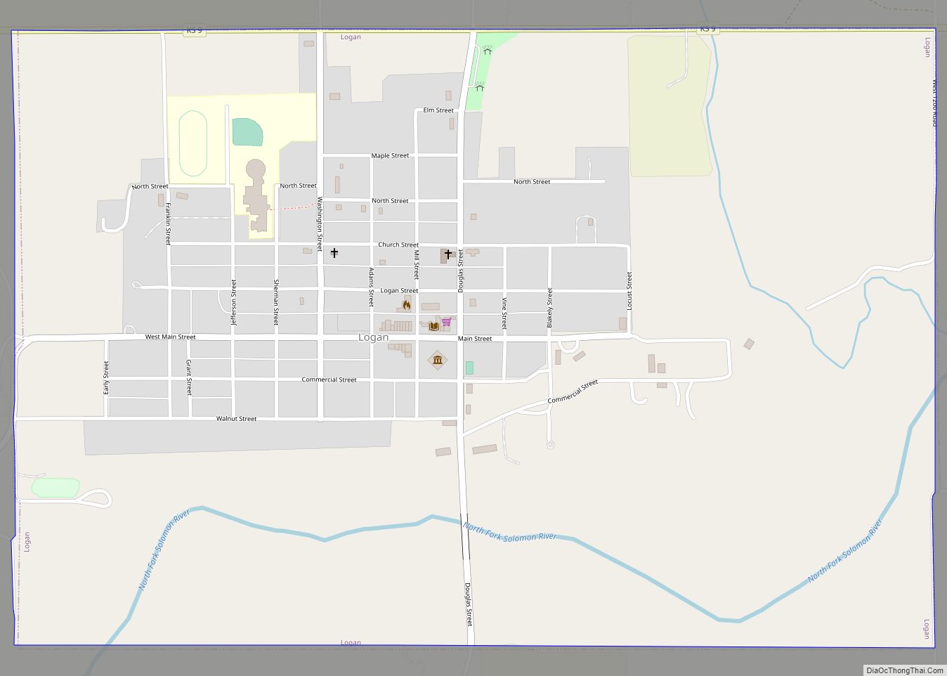 Map of Logan city, Kansas