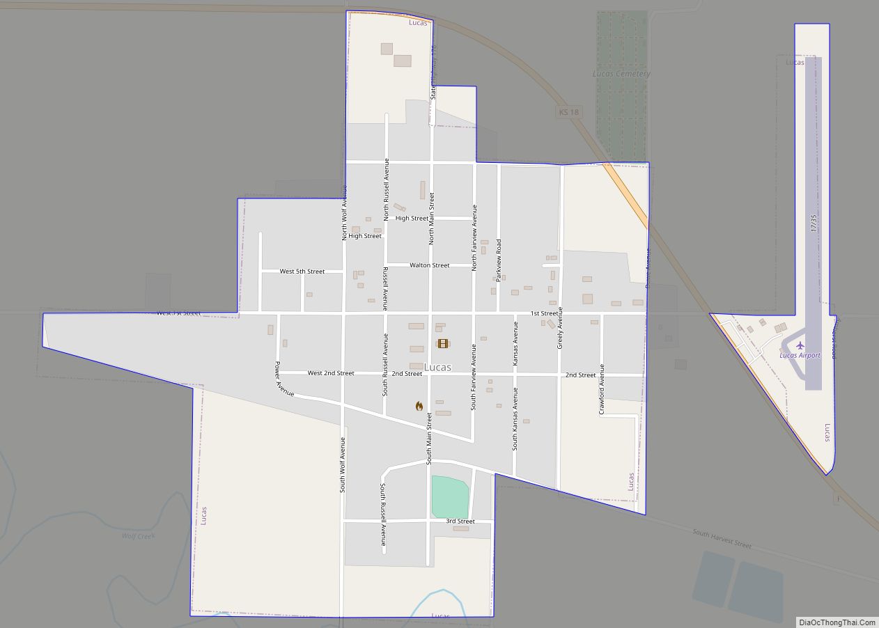 Map of Lucas city, Kansas
