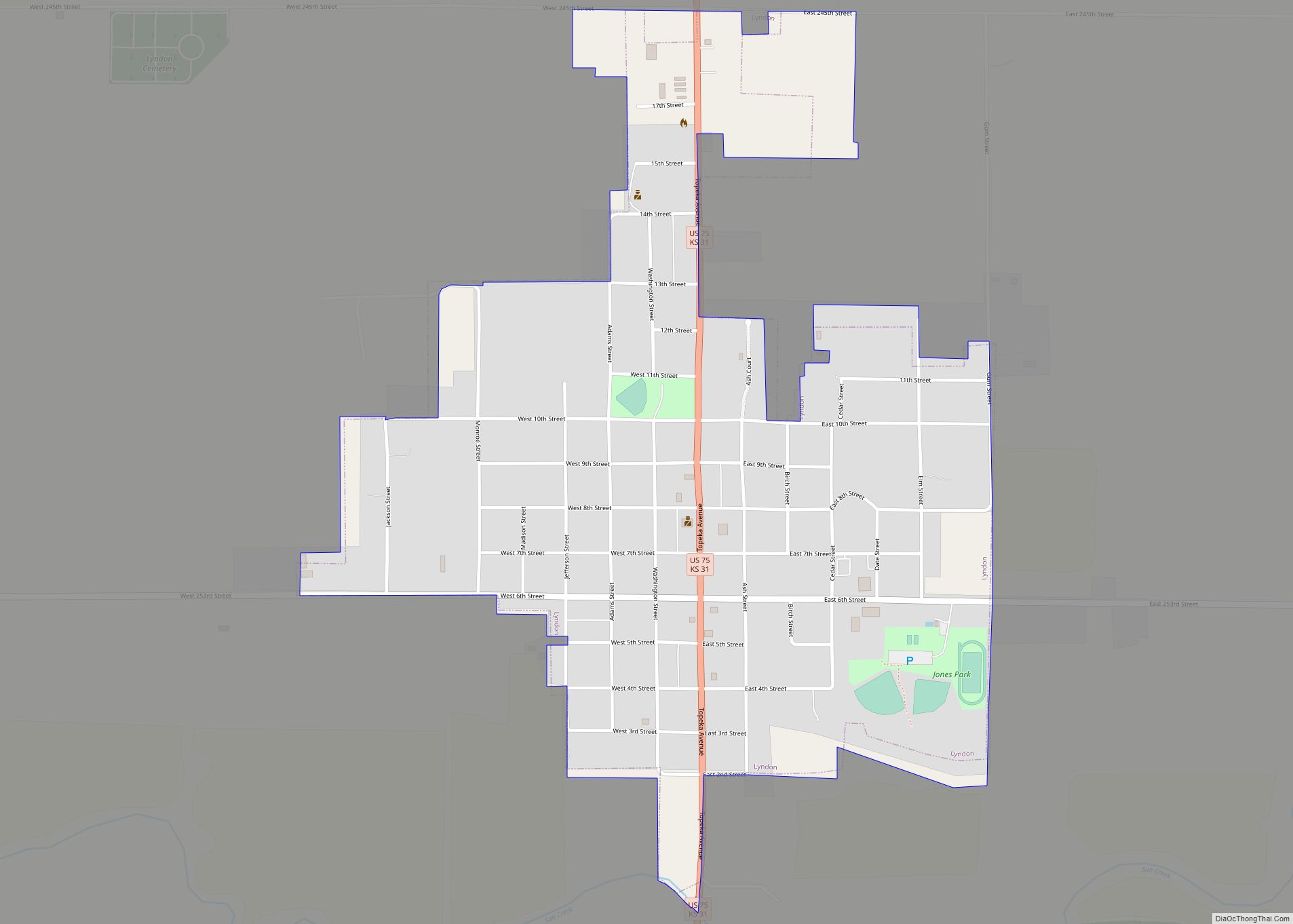 Map of Lyndon city, Kansas