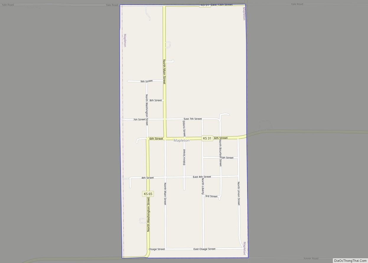 Map of Mapleton city, Kansas