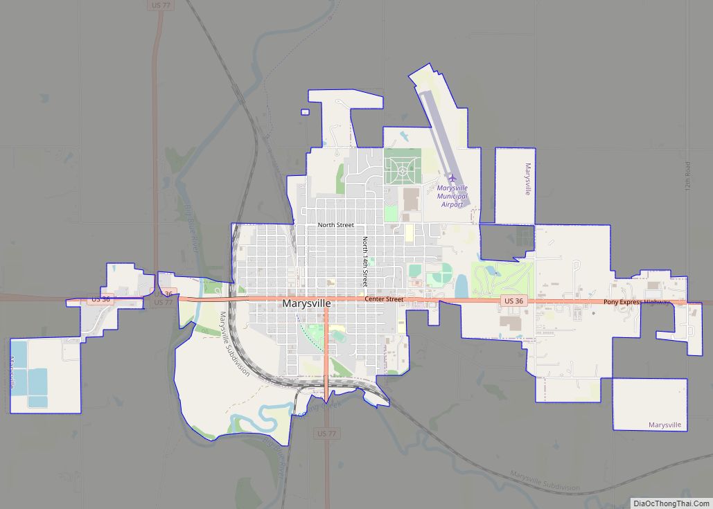 Map of Marysville city, Kansas