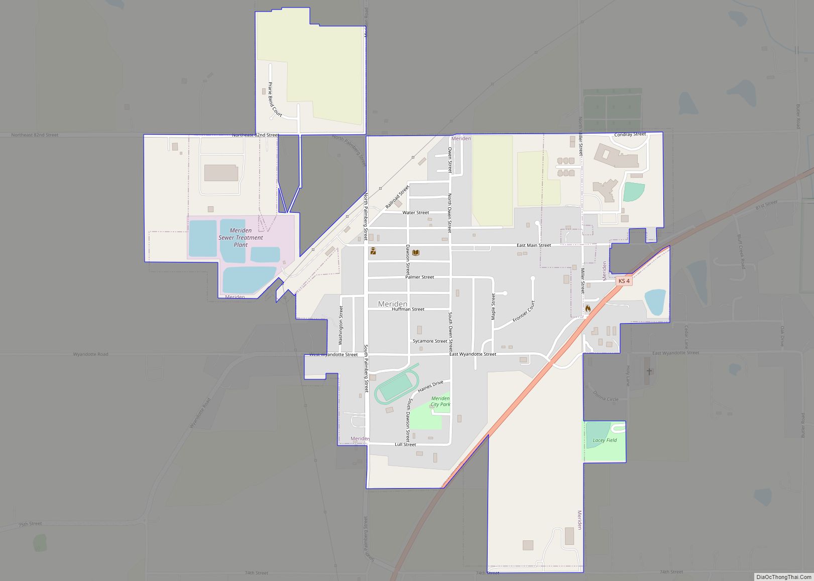 Map of Meriden city, Kansas