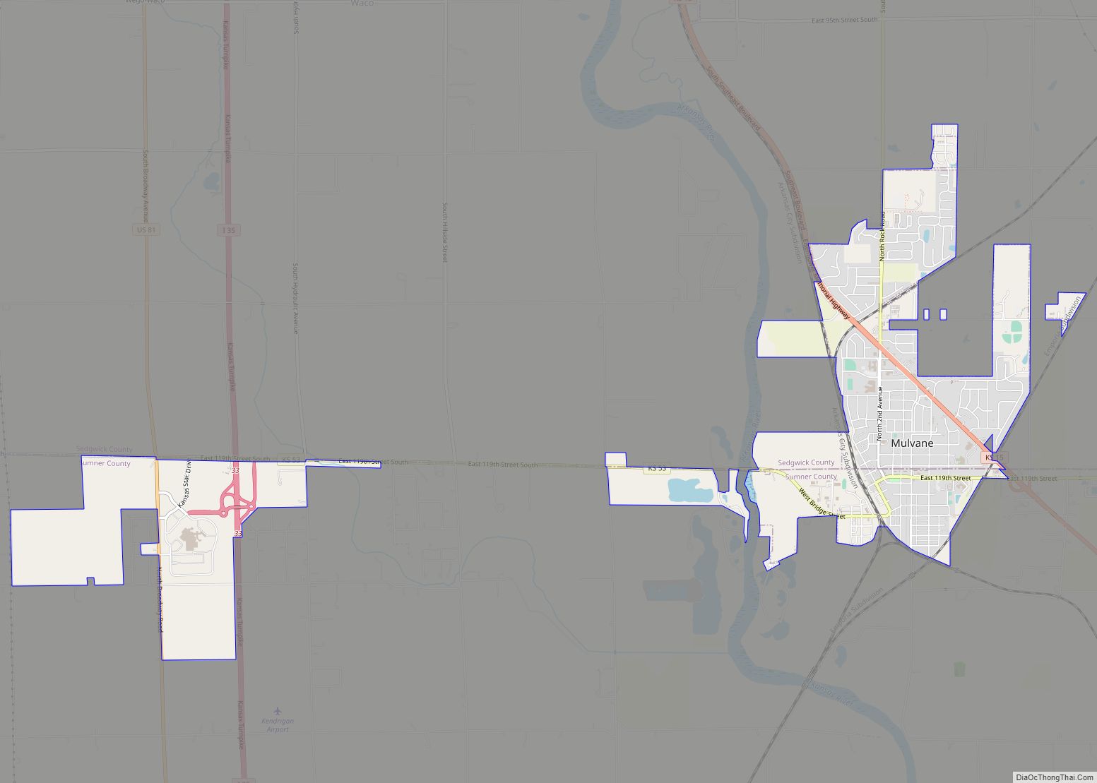 Map of Mulvane city