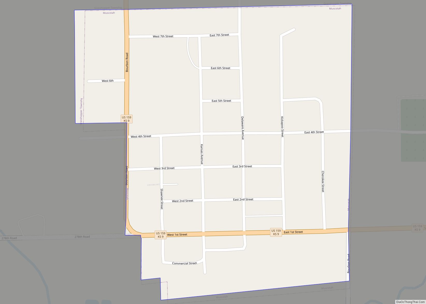 Map of Muscotah city
