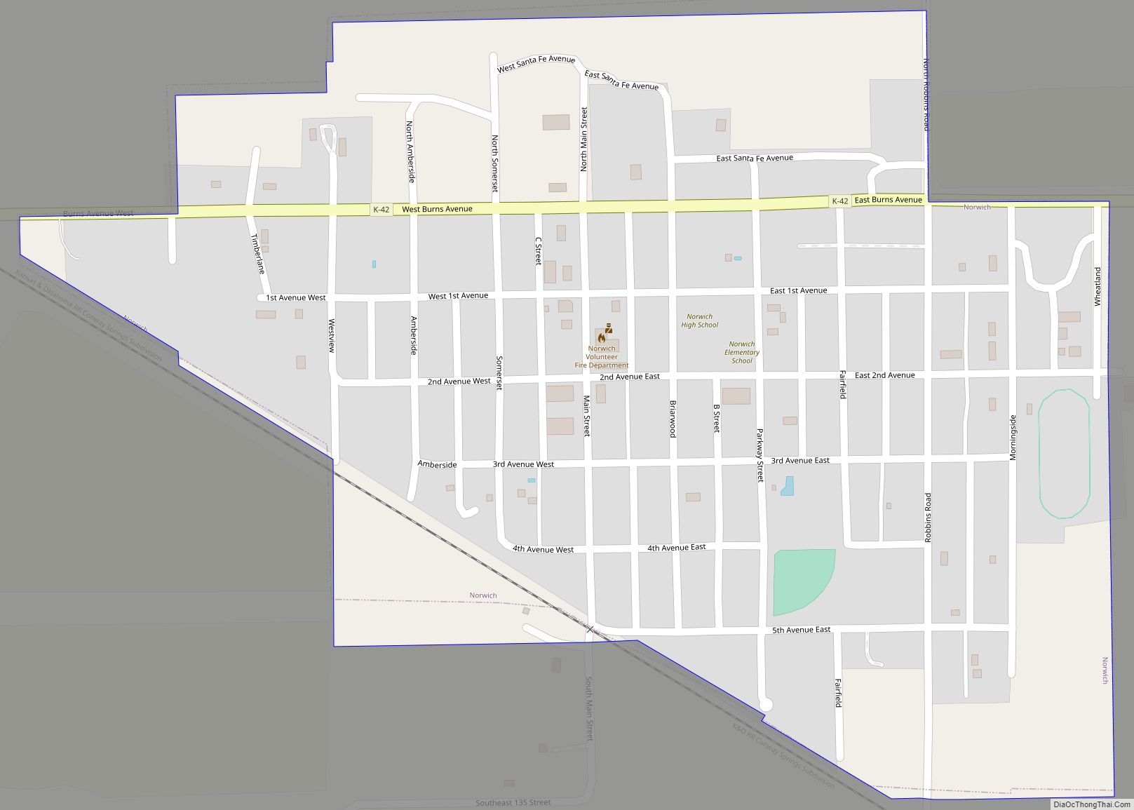 Map of Norwich city, Kansas