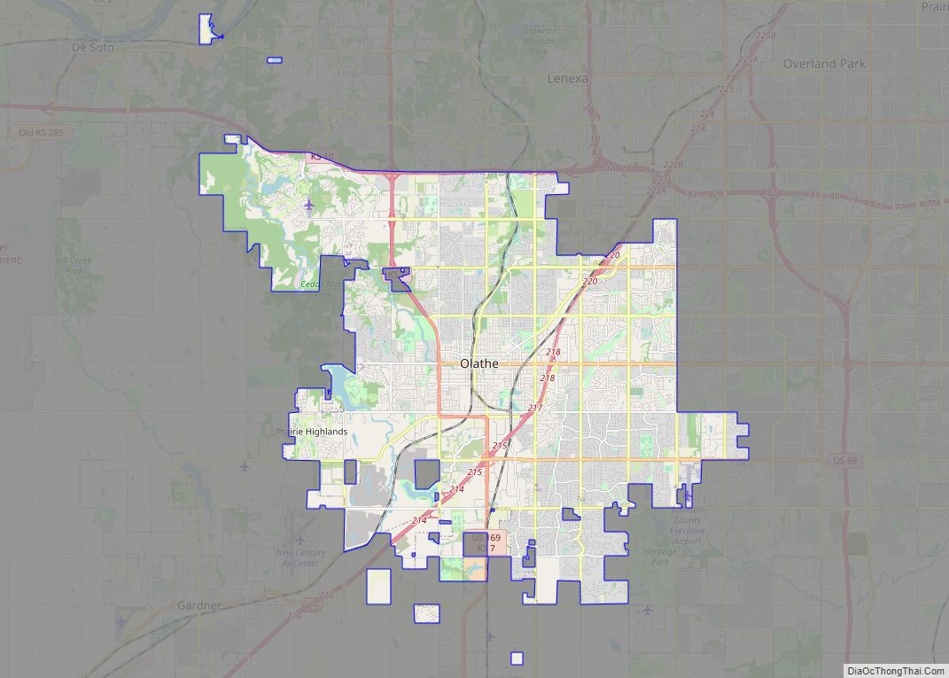 Map of Olathe city, Kansas