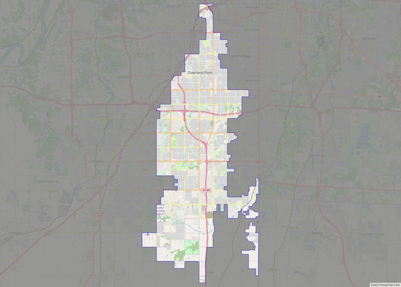 Map of Overland Park city