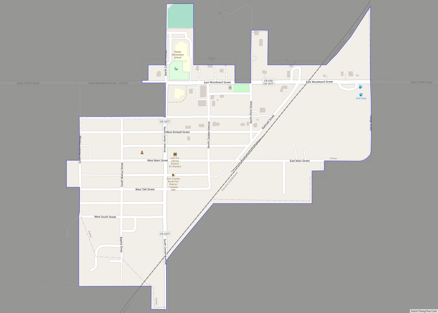 Map of Parker city, Kansas