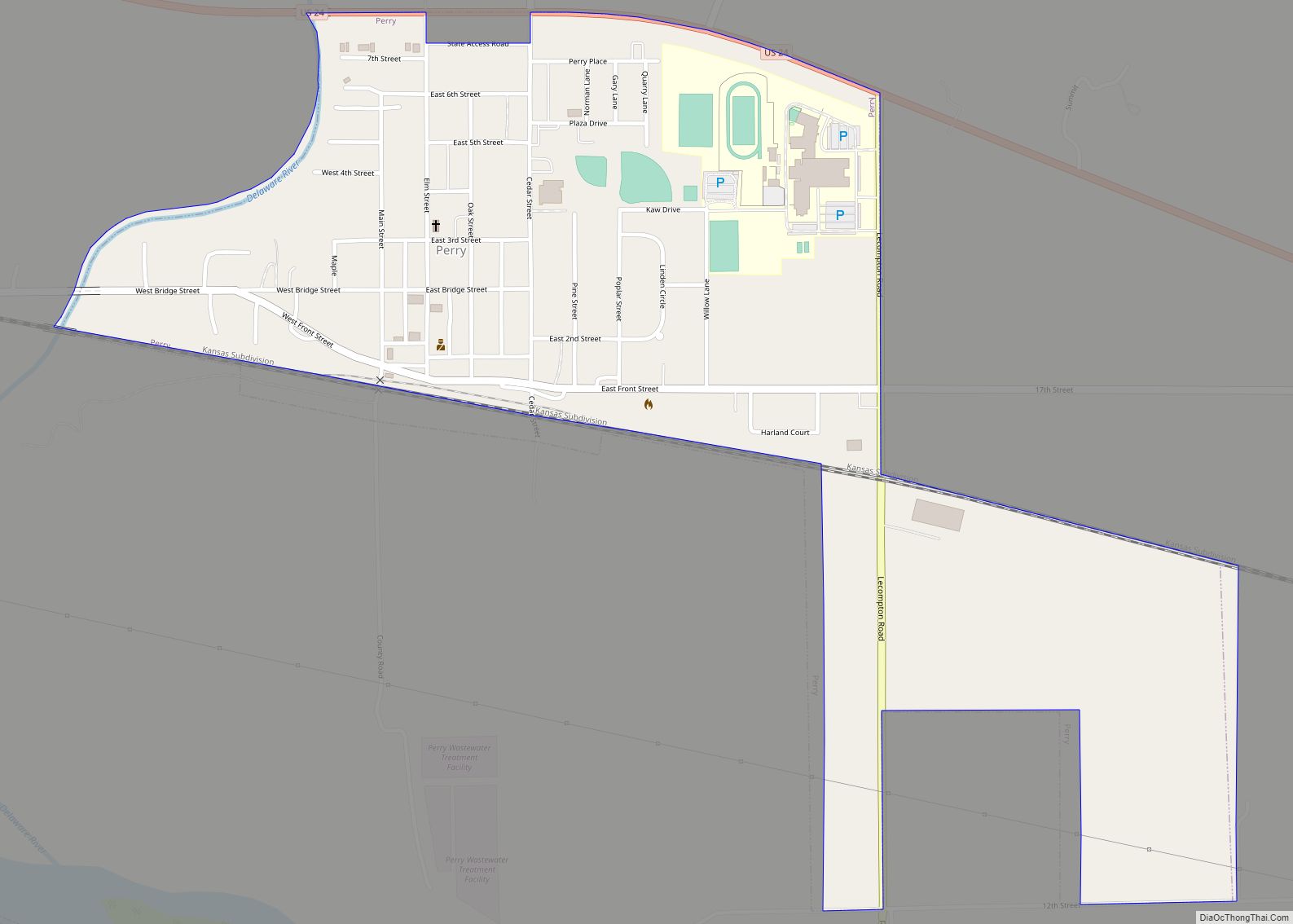 Map of Perry city, Kansas