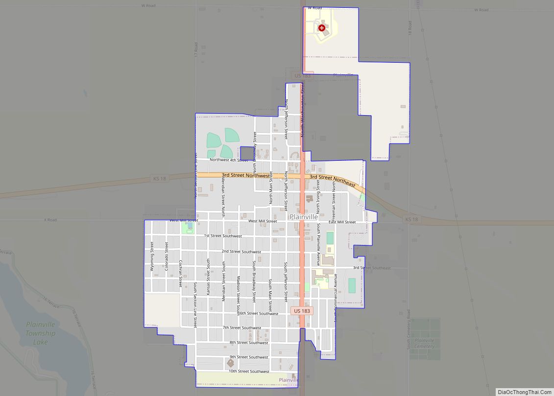Map of Plainville city, Kansas