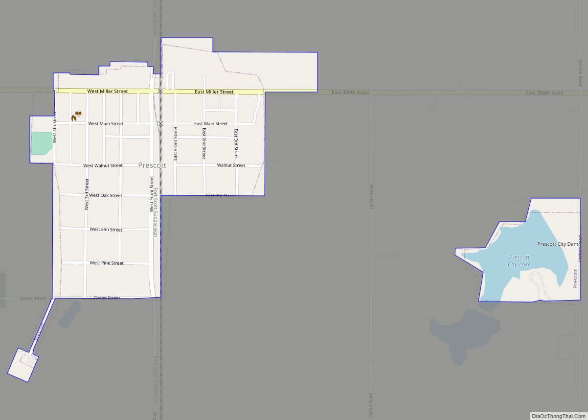 Map of Prescott city, Kansas