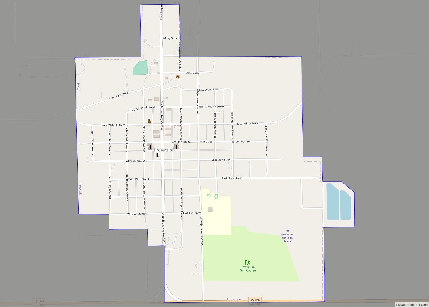 Map of Protection city