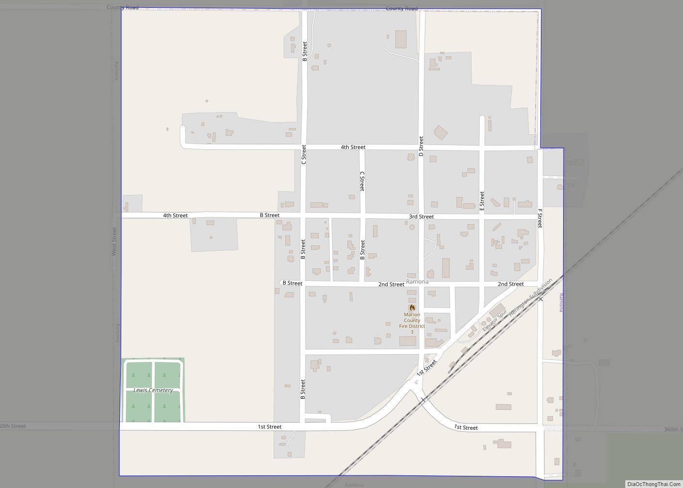 Map of Ramona city, Kansas