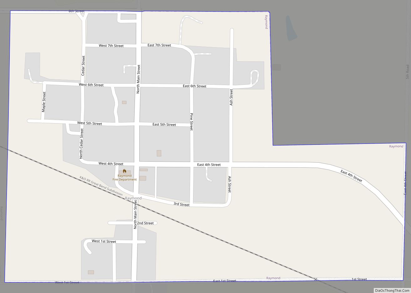Map of Raymond city, Kansas