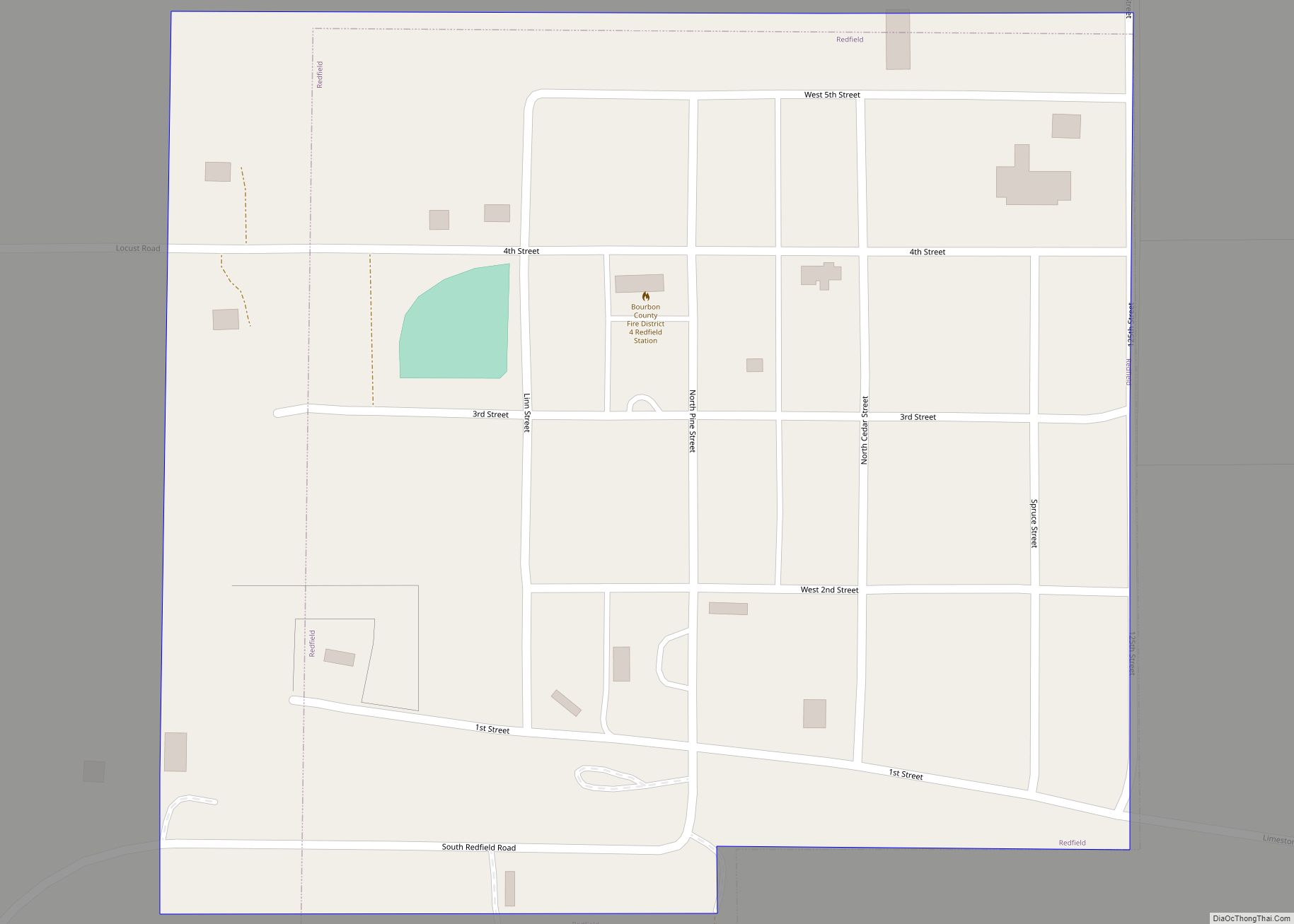 Map of Redfield city, Kansas