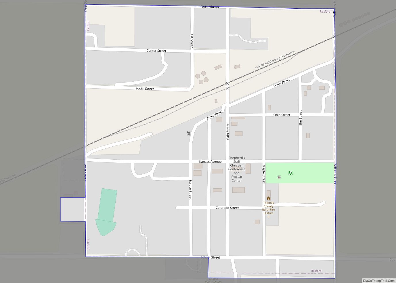 Map of Rexford city, Kansas