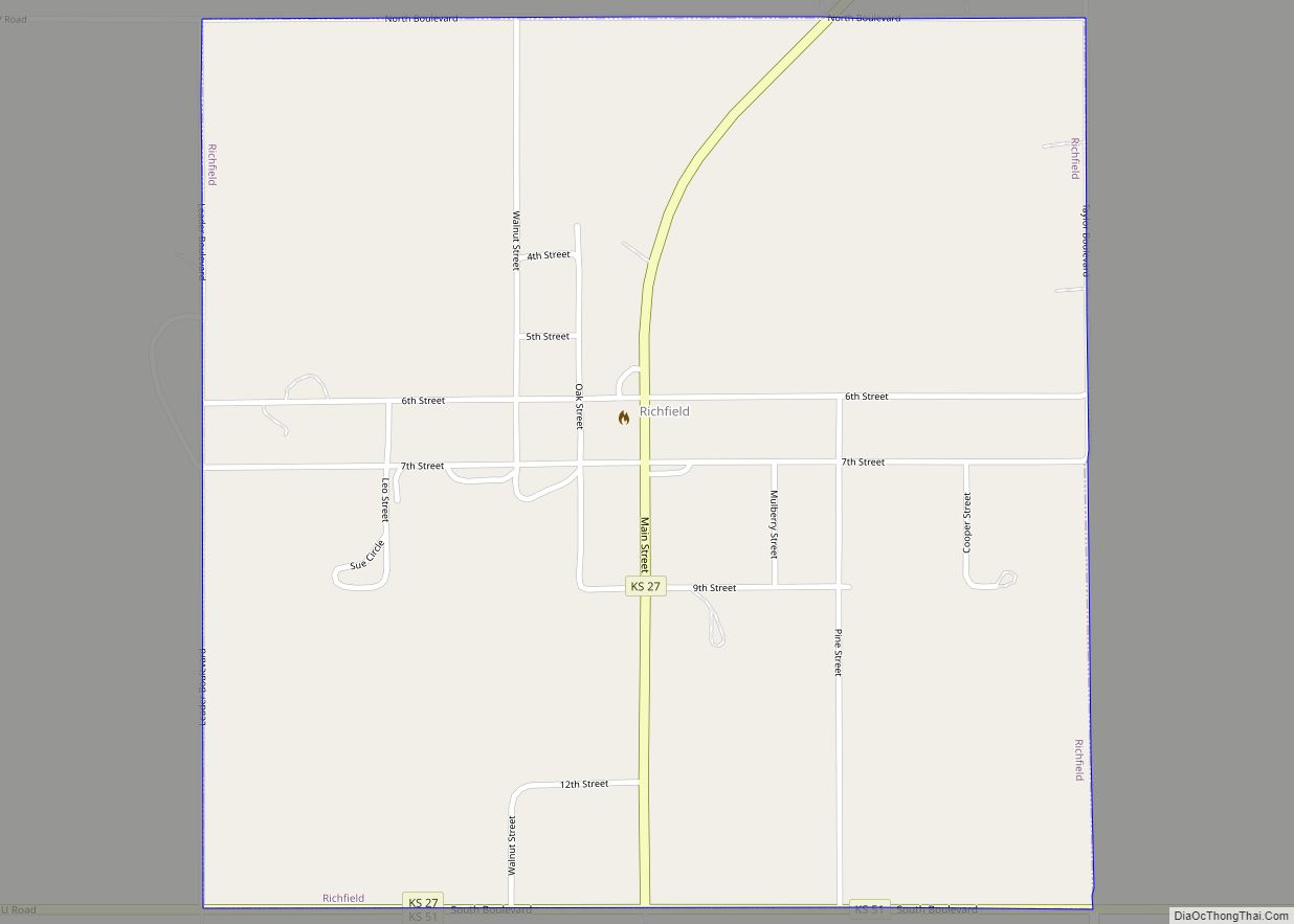 Map of Richfield city, Kansas