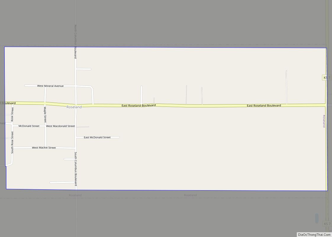 Map of Roseland city, Kansas