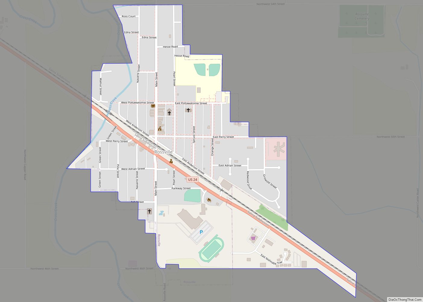 Map of Rossville city, Kansas