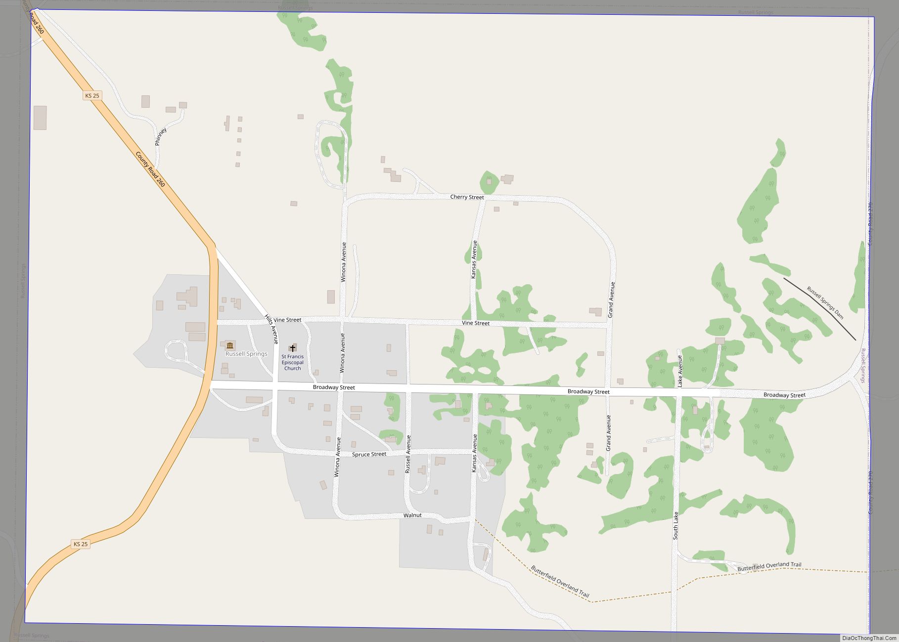 Map of Russell Springs city