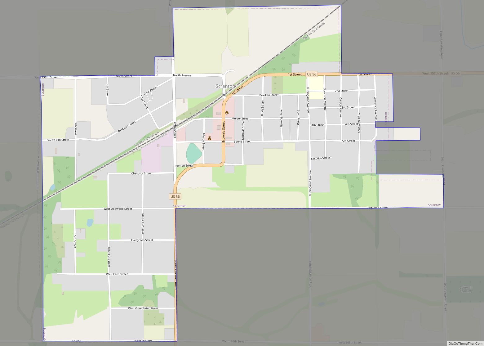 Map of Scranton city, Kansas