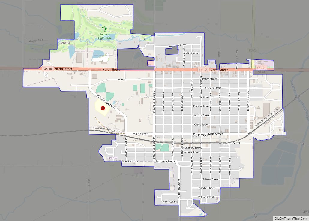 Map of Seneca city, Kansas