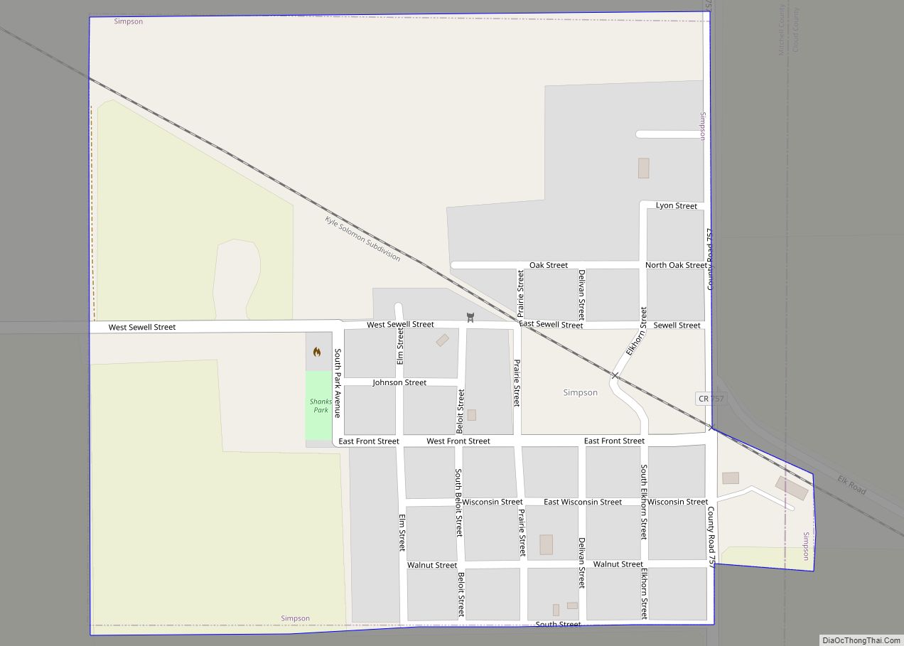 Map of Simpson city, Kansas