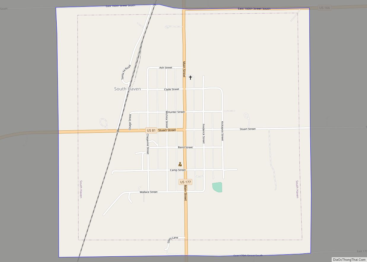 Map of South Haven city, Kansas