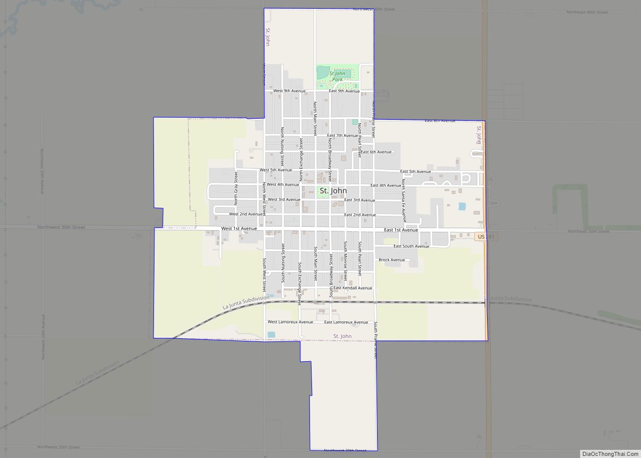 Map of St. John city, Kansas