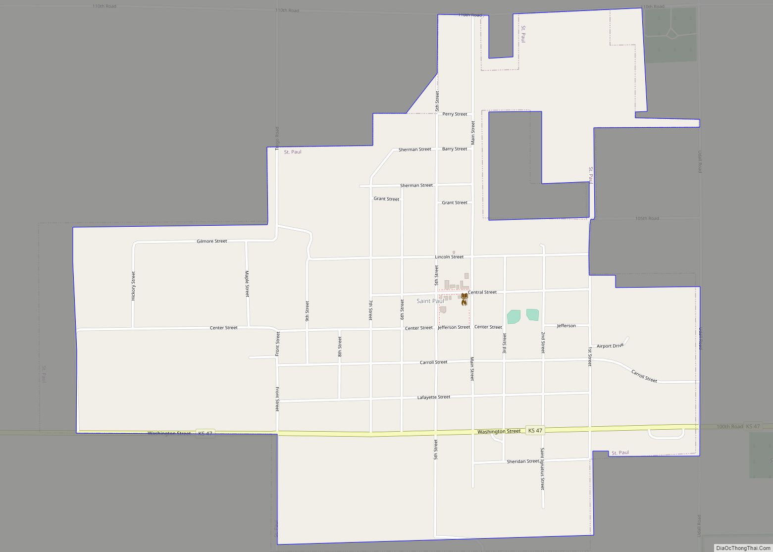 Map of St. Paul city, Kansas
