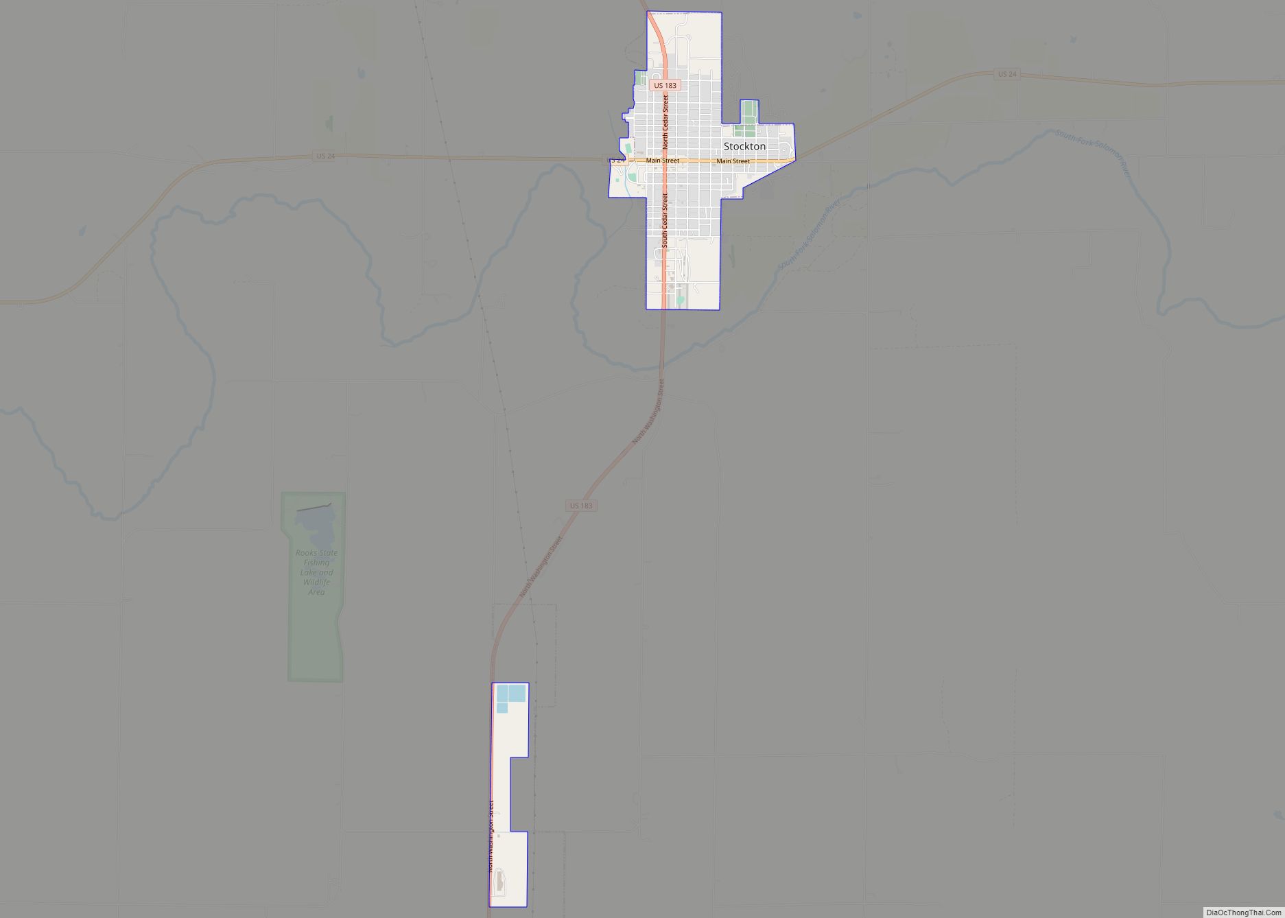 Map of Stockton city, Kansas