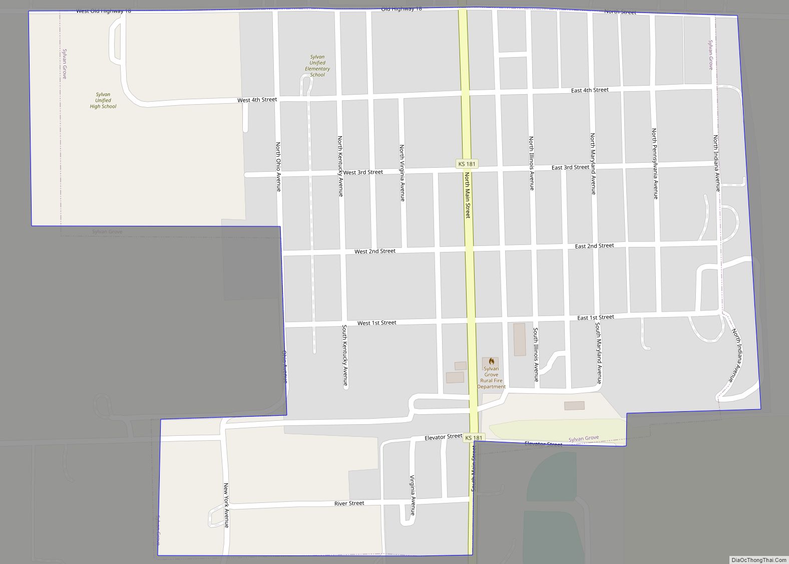 Map of Sylvan Grove city