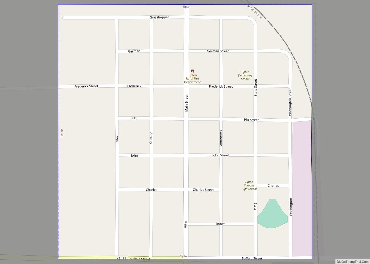 Map of Tipton city, Kansas