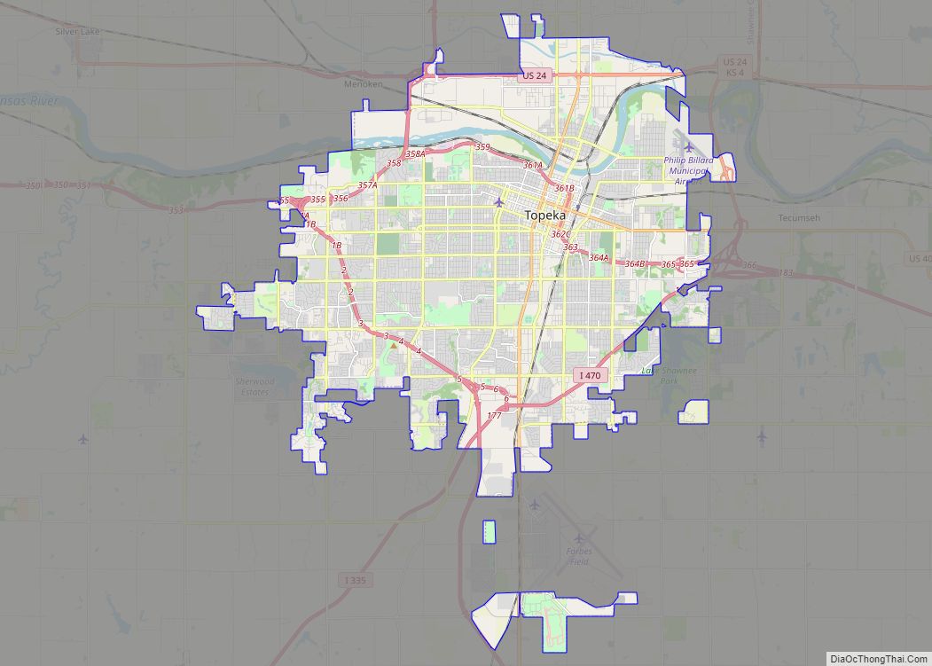 Map of Topeka city, Kansas