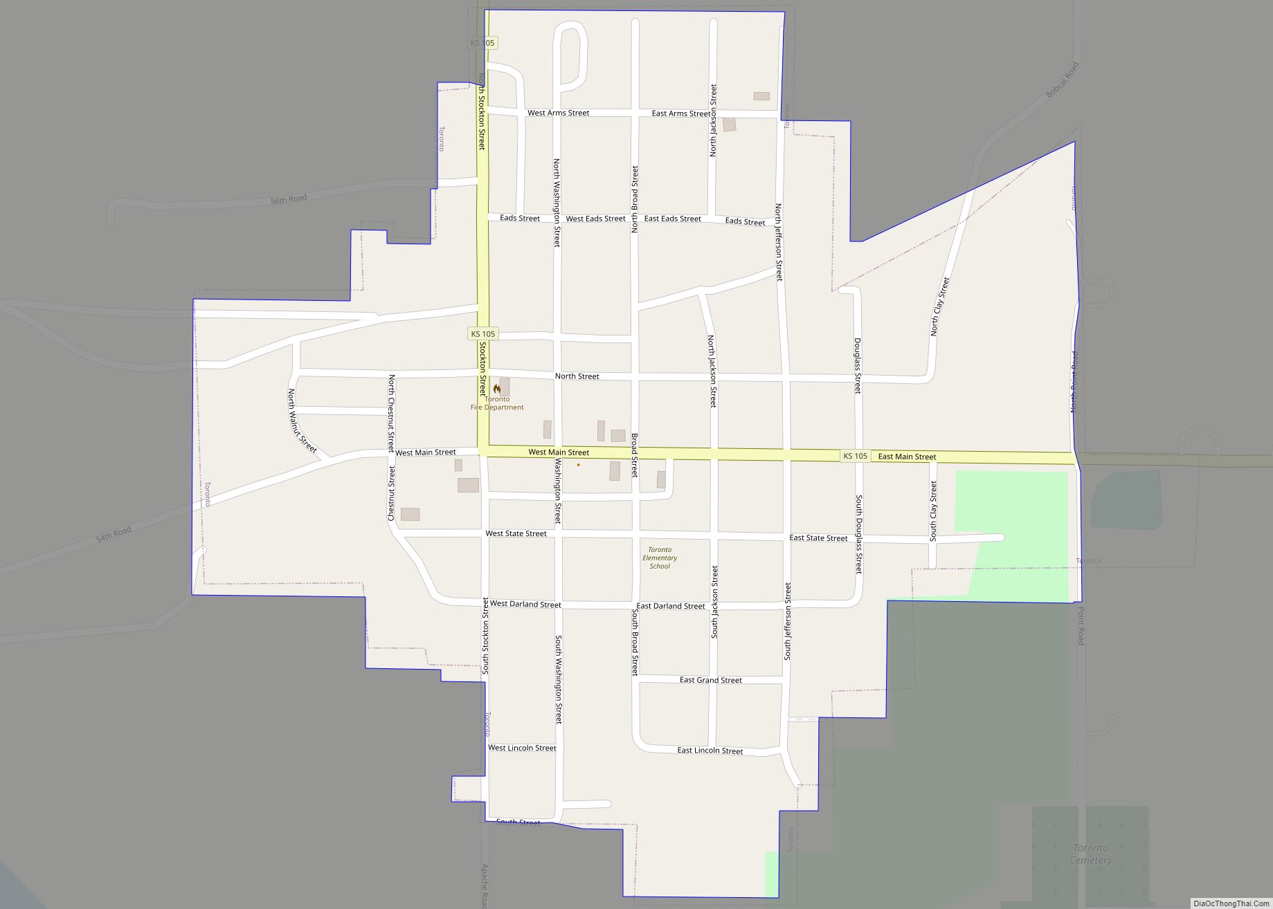 Map of Toronto city, Kansas