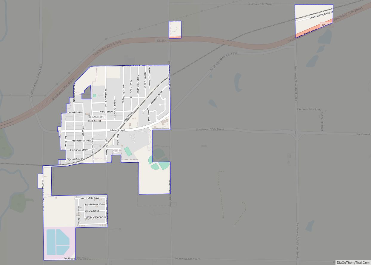 Map of Towanda city, Kansas