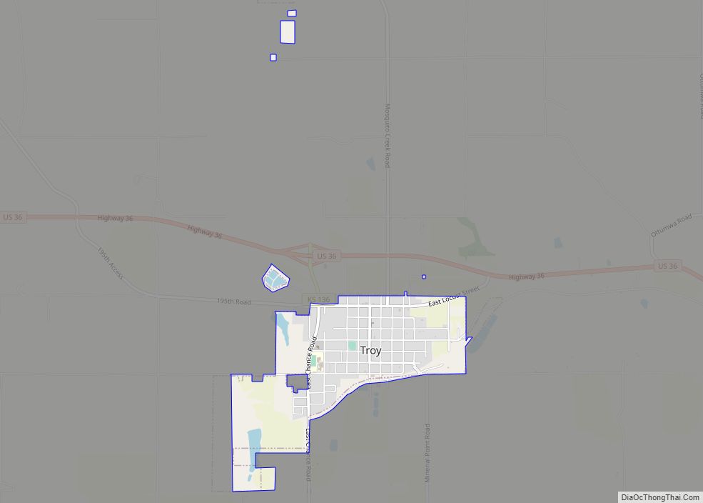 Map of Troy city, Kansas