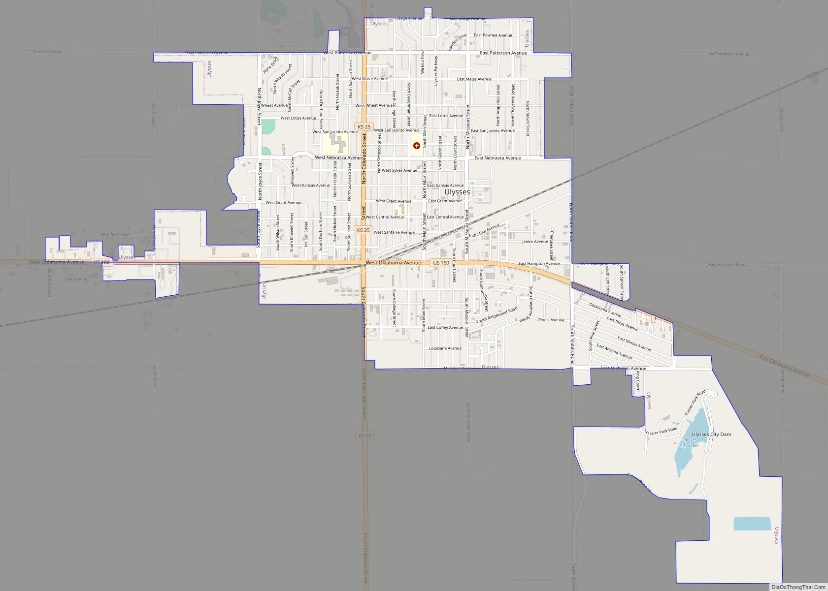 Map of Ulysses city, Kansas