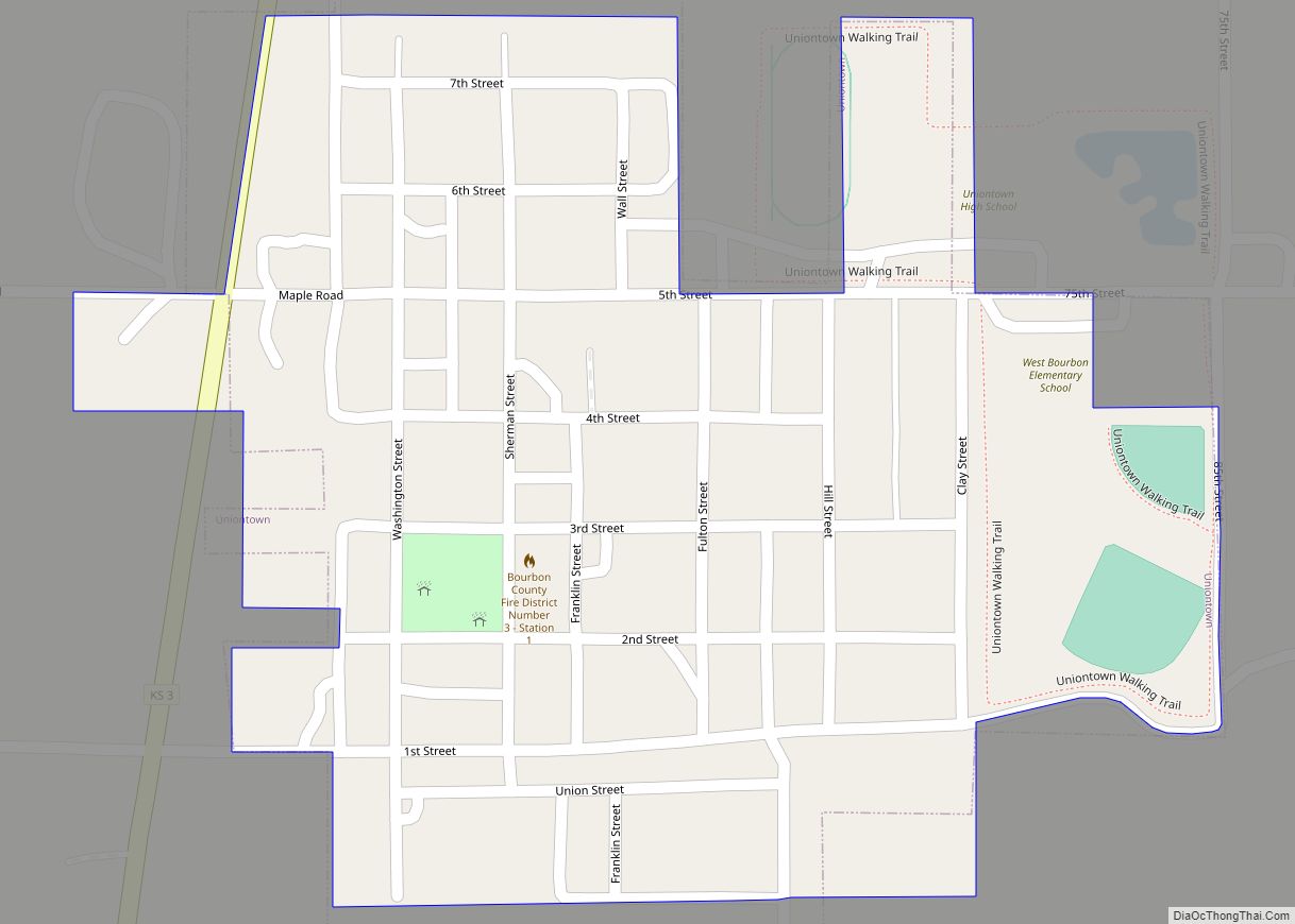 Map of Uniontown city, Kansas