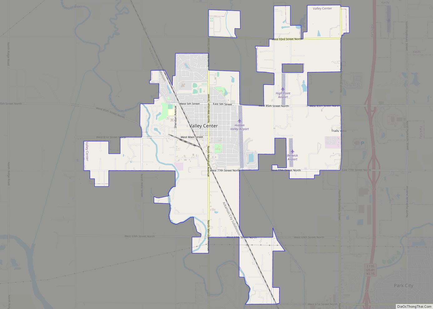 Map of Valley Center city, Kansas