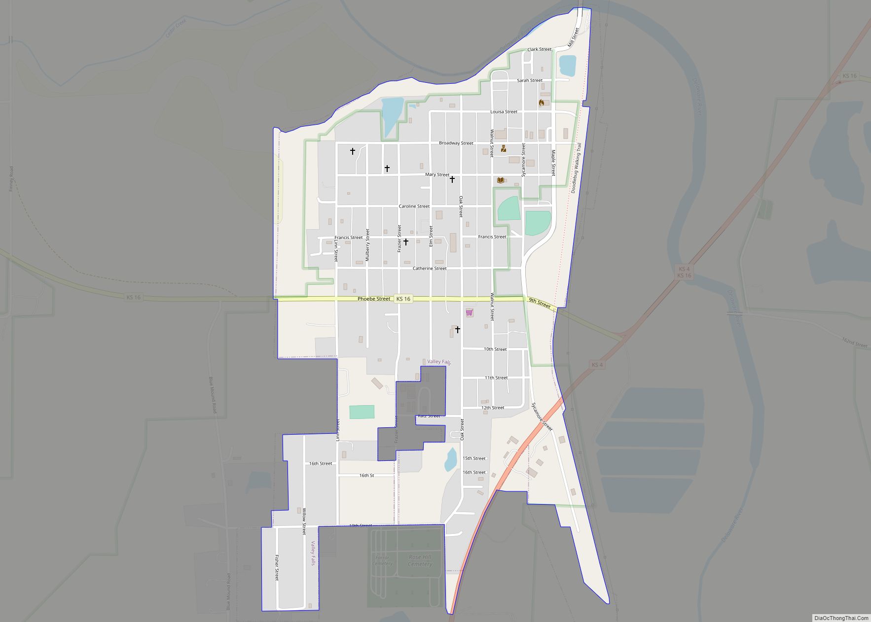 Map of Valley Falls city