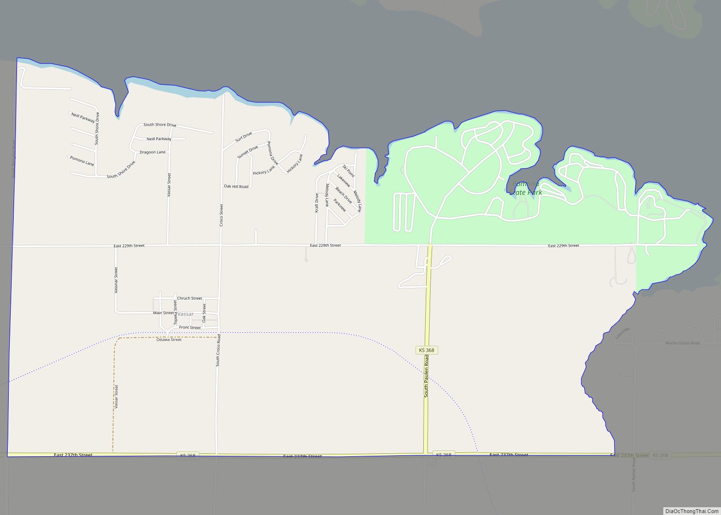 Map of Vassar CDP, Kansas