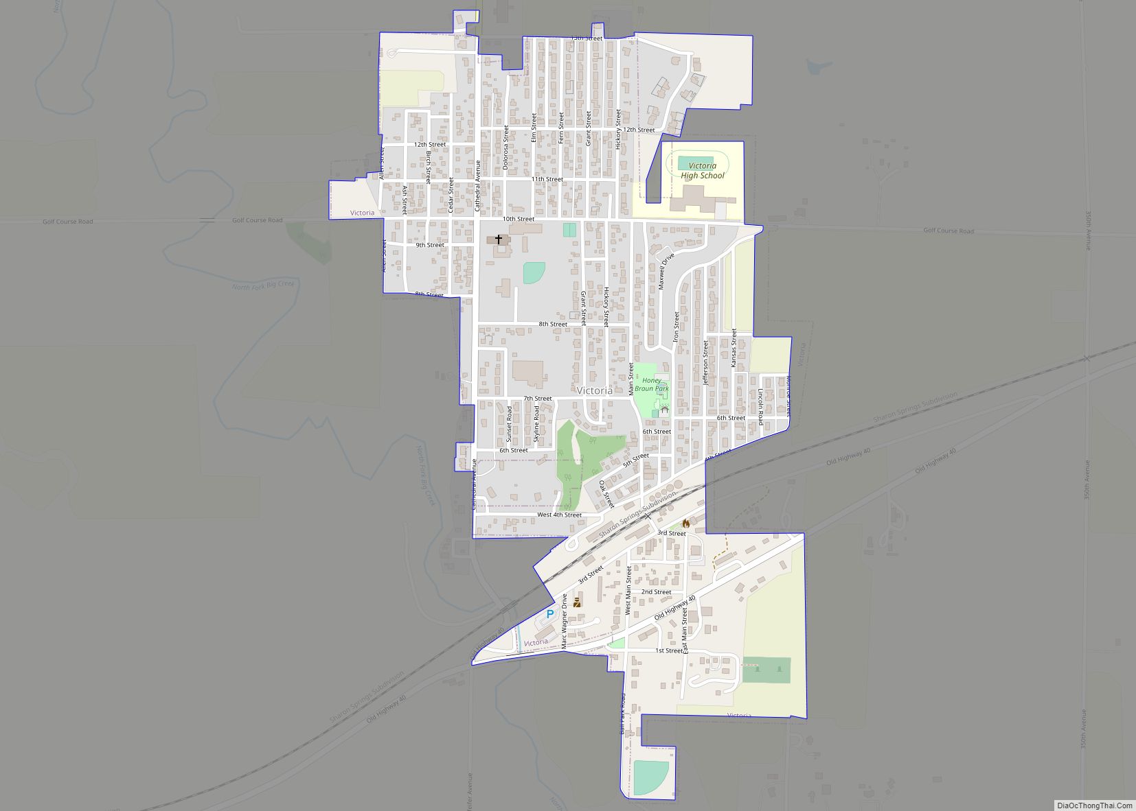 Map of Victoria city, Kansas