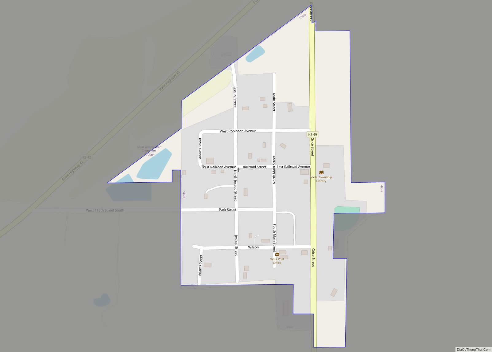 Map of Viola city, Kansas
