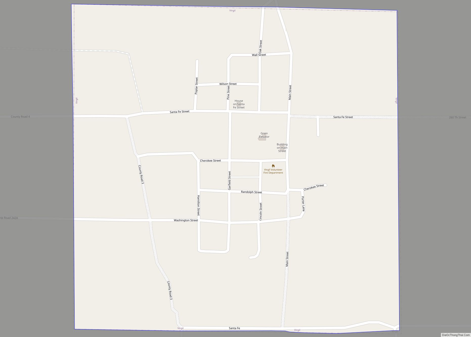 Map of Virgil city, Kansas